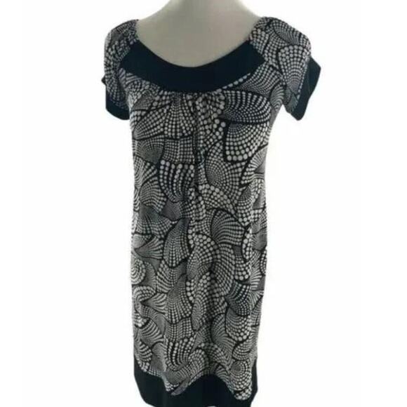 Robbie Bee Womens Signature Dress Midi Black and White Polka Dot Ruffles Size 8 - Picture 1 of 6